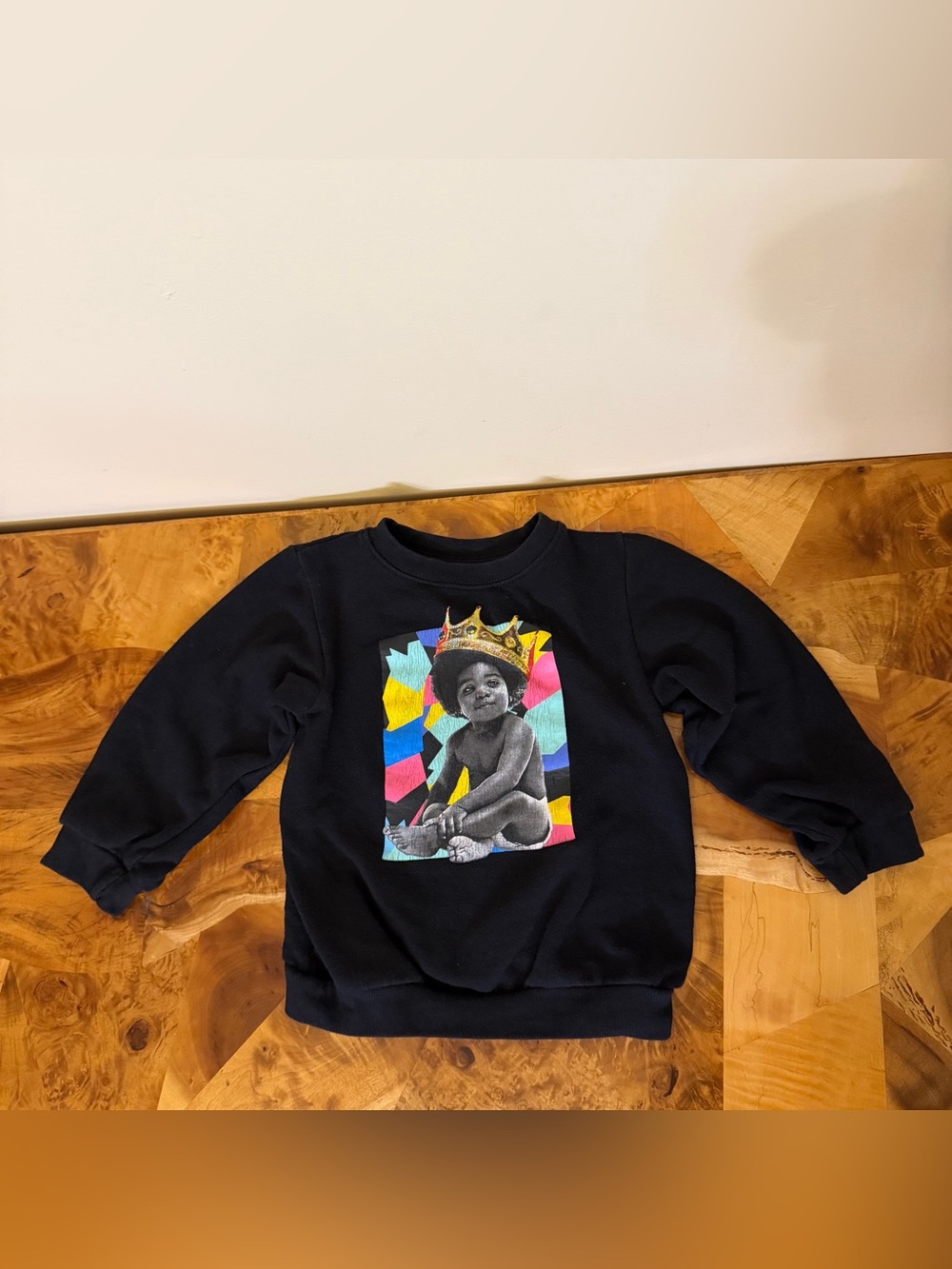 Merch Traffic Black Kids Sweatshirt with Colorful Crown Graphic